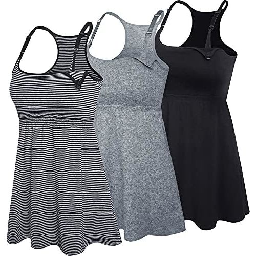 SUIEK Cotton Maternity Nursing Tank Tops with Bralette Breastfeeding Shirts Pregnancy Clothes