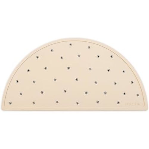 mushie Silicone Placemat for Kids | BPA-Free Non-Slip Design (Black Daisy)