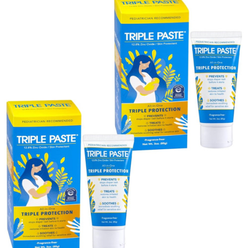 Triple Paste Diaper Rash Cream for Baby, 3 Oz (Pack of 2), Zinc Oxide Ointment Treats, Soothes & Prevents Diaper Rash, Pediatrician-Recommended & Hypoallergenic, Baby Essentials for Daily & Overnight