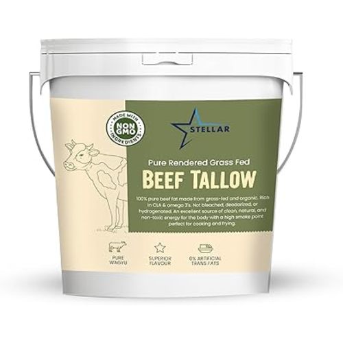 Stellar - Beef Tallow - 100% Grass-Fed & Finished - Good for Cooking, Baking and Frying - Food Grade - 2 LBS