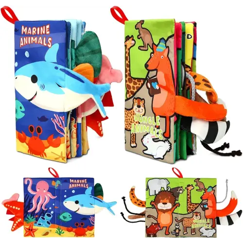 Amazon.com: YOGINGO 2PCS Baby Books - Montessori Toys Cute Animal Theme Baby Cloth Books 6 to 12 Months, Soft Stuffed High Contrast Crinkle Infant Sensory Toys, Boys&Girls Kids Early Learning Gifts : Toys & Games