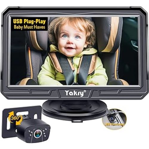Baby Car Camera Backseat Easy: Setup Clear Pictures HD 1080P Day/Night Vision No Delay Keep an Eye for Little One on Driving Long Wire Easy to Hide for Vehicles with QR Code Video to Install Y60