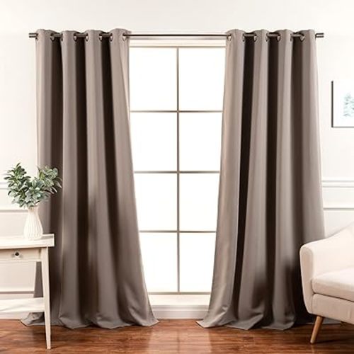 Best Home Fashion Blackout Curtain 2 Panels - Premium Thermal Insulated Window Treatment Blackout Drapes for Bedroom - Antique Bronze Grommet Top - 52" W x 63" L - Dove