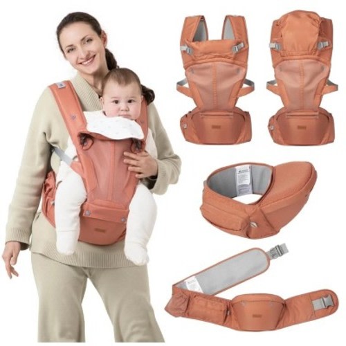 BabbleRoo Baby Carrier 6-in-1 Toddler Carrier with Hip Seat, Comfy & Adjustable, Kangaroo Rose