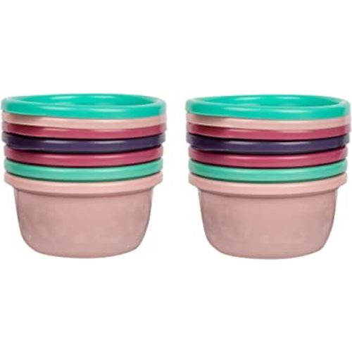 The First Years GreenGrown Reusable Bowls with Lids – Toddler Snack Bowl – 8 Pack – Pink/Purple/Teal