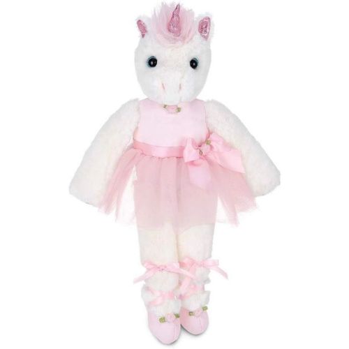 Bearington Dreamer White Plush Unicorn Stuffed Animal Ballerina in Pink Ballet Outfit, 14 Inches, For Ages 3-14
