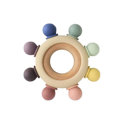 Amazon.com : Baby Teething Toys, Silicone Chewable Rings with Organic Wooden, Natural Wooden Ring & Silicone Teething Toys for Newborn, 3+ Months (6 Directions, Gray) : Baby