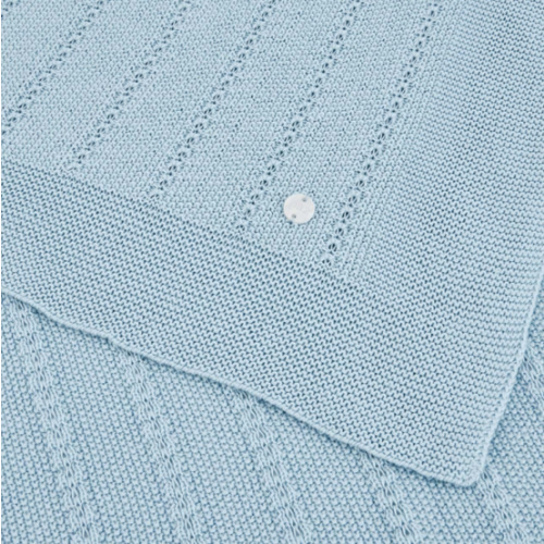 Paz Rodriguez Knit Baby Blanket in Breeze Blue