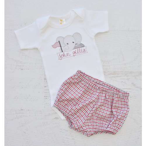 Elephant Outfit- Sketch Embroidered Bodysuit - Football Diaper Cover Set