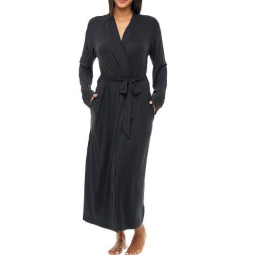 ADR Women's Lightweight Cotton Robe, Classic Soft Knit Long Lounge Robe with Pockets Black XL