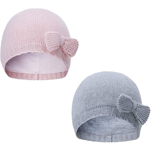 Vivobiniya Toddler Baby Girl Lovely Bowknot Knit Hats Baby Hats 6m-4years Old