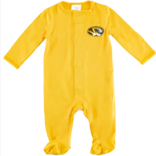Mizzou Tigers Infant Magnetic Oval Tiger Head Gold Footed Onesie – Tiger Team Store