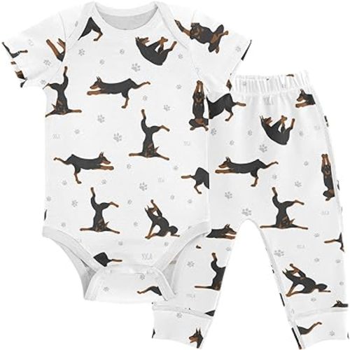 vvfelixl Baby Pants Sets Cute Dogs Puppy Short Sleeve Baby Clothes For Boys Girls 0-24 Months