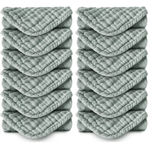 Muslin Burp Cloths 100% Cotton Large 20''x10'' Extra Soft and Absorbent Baby Wash Cloths Spit Up Rags - Baby Burping Cloth for Boys Girls Items(12 Pack Green)