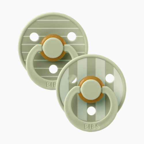 BIBS Studio Pin Colour Natural Rubber Pacificier (2-pack) - Sage, Size 2