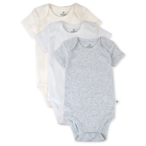 Honest Baby Clothing Baby Boy or Girl Gender Neutral Organic Cotton Short Sleeve Bodysuits, 3 Pack (Preemie-24 Months)