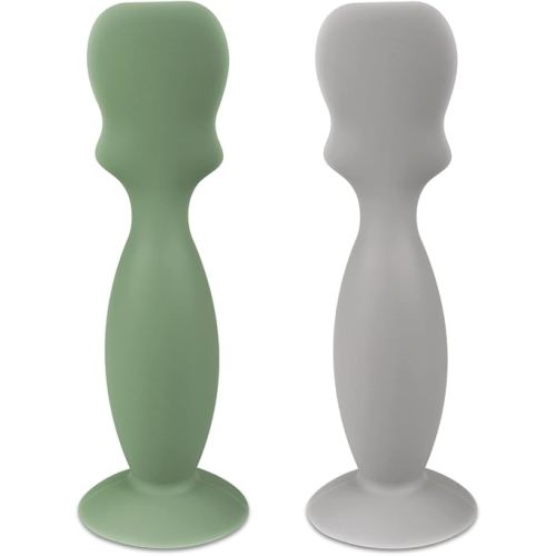 Mini Size Baby Diaper Cream Spatula Applicator Soft Silicone Baby Butt Paste Spatula (2Pack,Sage/Gray)