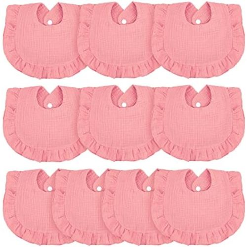 Seematn 10 Pcs Baby Muslin Bibs Drool Bibs Bandana Ruffle Soft Cotton for Newborn Baby Infants Girl Teething Toddlers Boy