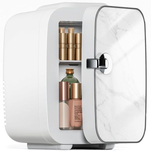 Portable Small Refrigerator Mini Fridge 4l/6 Can Cooler & Warmer Compact Fridge For Home And Car | Sweetcrispy - Marble