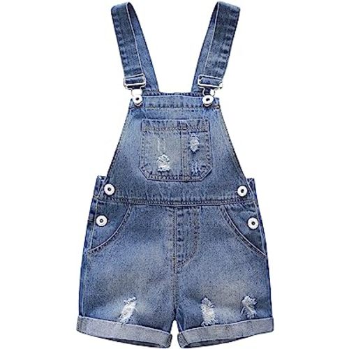 KIDSCOOL SPACE Baby Girl Boy Jean Overalls,Toddler Summer Denim Shortall