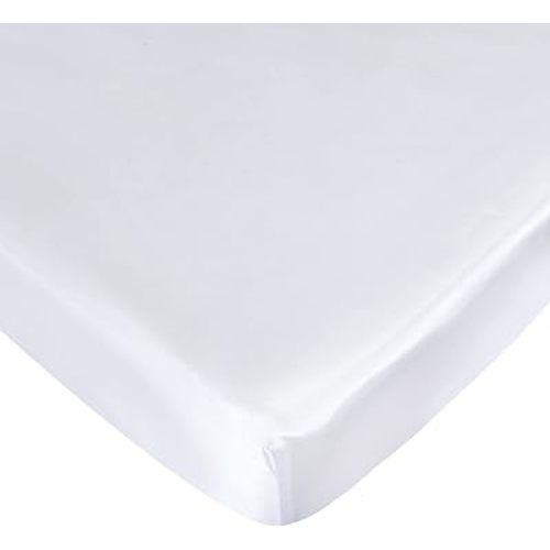 Satin Pack and Play Sheet Fitted, Soft & Silky Portable Playard/Mini Crib Sheets Mattress Cover for Boys and Girls, Compatible with Graco Pack n Play for Baby Hair and Skin, White