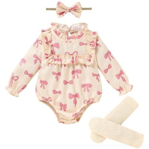 GRNSHTS Newborn Baby Girl Clothes Ruffle Rompers Toddler Fall Outfits for Girls Set Little Girl Fall Winter Clothing