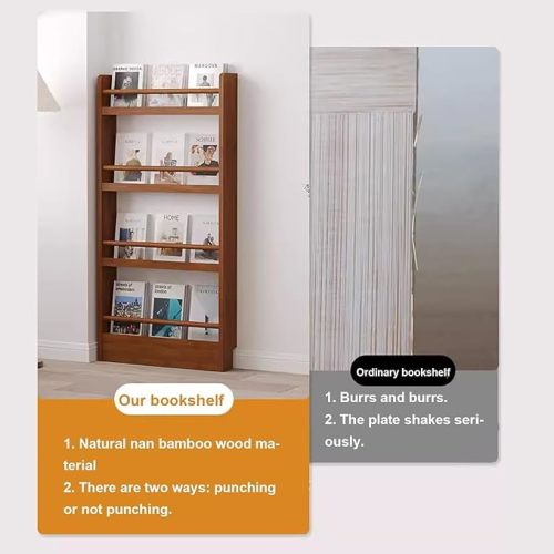 Kids Bookshelf Wall Mounted, Toddler Bookshelf, Children's Bookcase, Wall Bookshelf for Kids, Nursery Bookshelf, 3/4/5-Tier Wooden Book Shelf Organizer, for Bedroom, Classroom(Color:Brown-3tier,Size:8