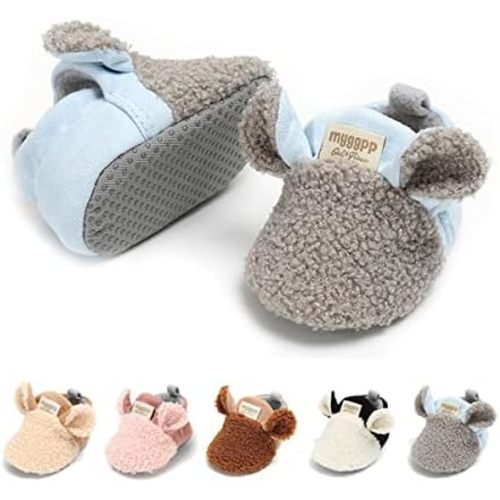 LAFEGEN Baby Booties for Boys Girls with Soft Lining Non Slip Gripper Newborn Infant Slipper Socks Toddler First Walker Crib Shoes 0-18 Months