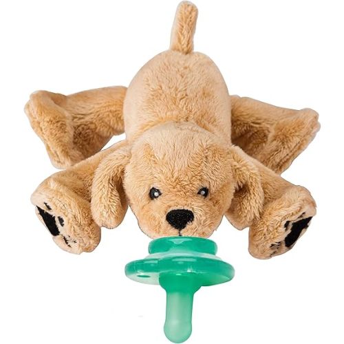 Nookums Paci-Plushies Buddies - Retriever Pacifier Holder - Adapts to Name Brand Pacifiers, Suitable for All Ages, Plush Toy Includes Detachable Pacifier
