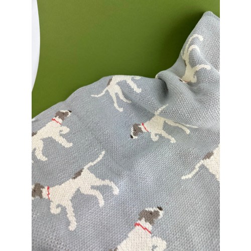 Dog Heirloom Knit Baby Blanket, Pointer dog, baby blue, light blue, toddler bedding