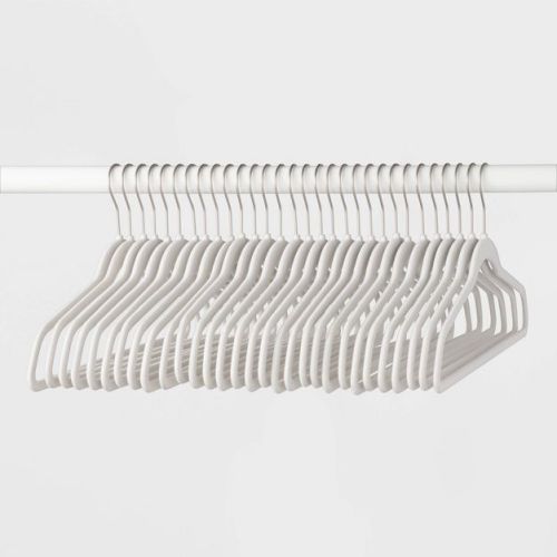 30pk Suit Flocked Hangers White - Brightroom™: Velvet Clothes Hangers for Sweaters, Dresses, Shirts, Suits