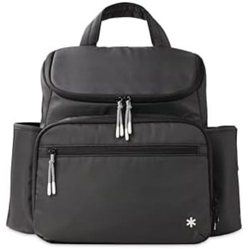 Skip Hop Diaper Bag Backpack with Portable Changing Pad Adjustable Pocket for 30 oz Tumblers 9 Total Pockets Insulated Packing Cubes Luggage Sleeve & Stroller Straps Fits a 14” Laptop Forma Next Black