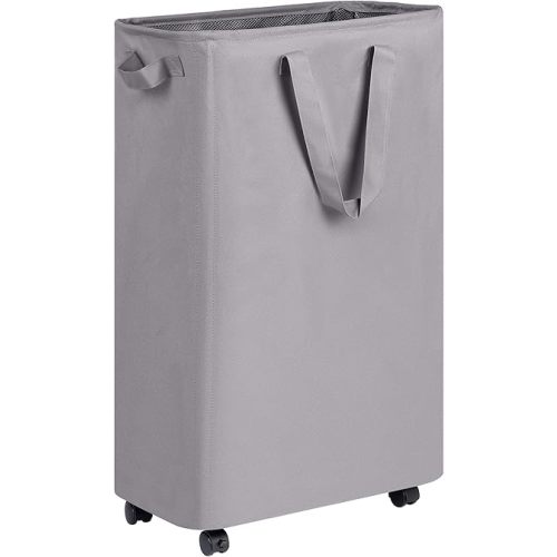 efluky Slim Laundry Hamper with Wheels, Rolling Laundry Basket for Clothes, Small Laundry Basket for Bedroom, Dorm and Laundry Room, 75L (19.8 Gallons) Grey