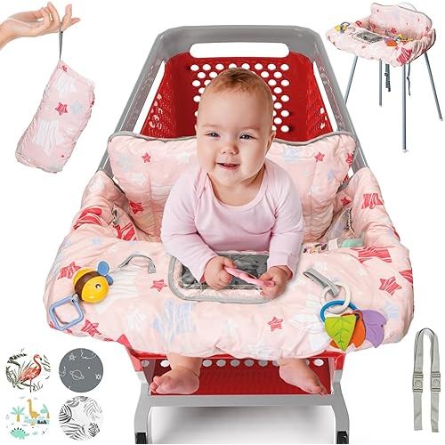 Shopping Cart Cover for Baby PILLANI, High Chair Cover for Restaurant Seat, Grocery Cart Cover for Baby Girl/Boy, Cotton Buggy Covers for Babies, Toddler Shopping Cart Cover