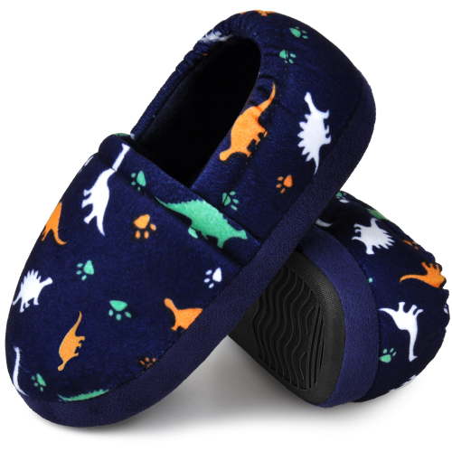 HOMEHOT Toddler Boys Slippers Elasitc Heel Memory Foam House Shoes Indoor Outdoor Dark Blue Size 9 10 US