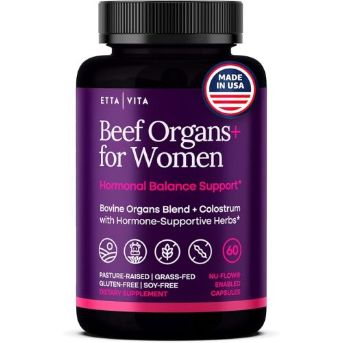 Womens Primal Beef Organ Supplement with Grass-Fed/Finished Ovary, Uterus, Liver, Kidney, Heart, Bone Matrix, Colostrum, Maca, Ashwagandha, Shatavari & Chasteberry - Natural Energy Support Made in USA