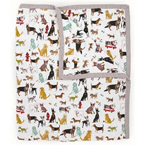 Little Unicorn Cotton Muslin Quilt X-Large Blanket | 100% Cotton | Super Soft | Toddlers and Adults | X-Large 60” x 72” | Machine Washable (Woof Friends)