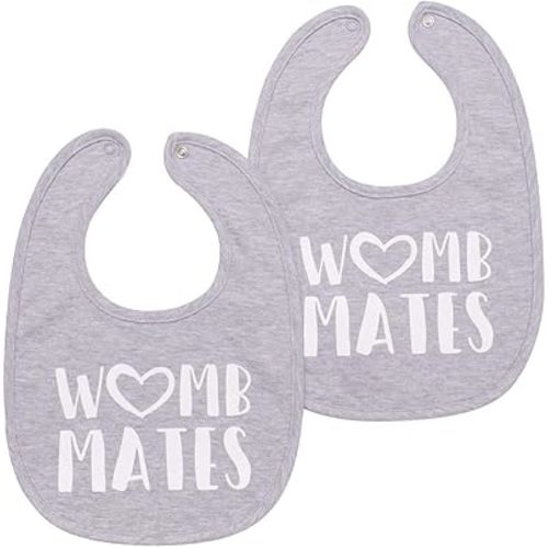 100% Cotton Womb Mates Twin Bibs – Soft, Stylish & Breathable for Boys & Girls – Perfect for Drooling & Teething