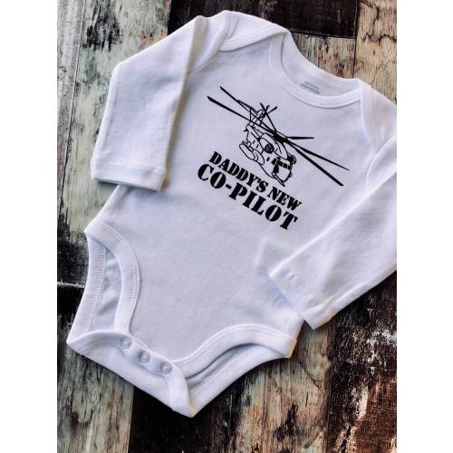 Daddy's/Mommy's New Co-pilot White Longsleeve Onesie - Customize Aircraft!!!