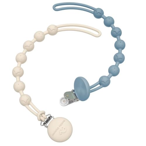 Cuddle Campus Silicone Pacifier Clip Holder with One Piece Design, Pack of 2 Soft Flexible Binky Clips with Texture for Baby Boy and Girl(6m+)