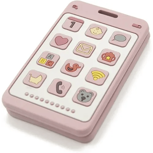Soft Silicone Phone Shape Teether Boys Girls Baby Molar Teether Chew Toys, Teething Toy (Pink)