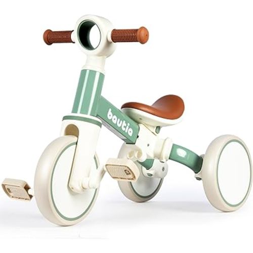 Bautia Tricycle for Toddlers 1–4 Year Old, Kids Bike Boy Girl Toys Age 2, 4 in 1 Baby Balance Bike 3 Years Gifts with Removable Pedals