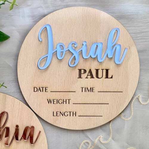 Baby Announcement Sign with Custom Name, Wood Birth Stats, Personalized Hospital Sign, Newborn Gift, Photography Props, Baby Shower Gift, Gender Reveal, Boy or Girl, Pregnancy Announcement (Design 4)