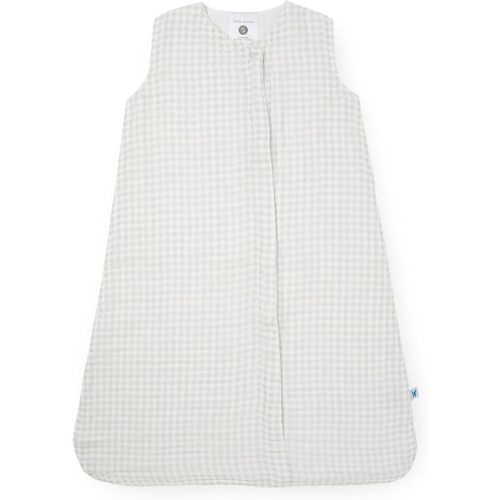Little Unicorn 0-6 Month Premium Muslin Sleep Sack 1.1 TOG | Soft & Breathable Muslin Cotton for safer sleep | 2 way zipper (Tan Gingham)