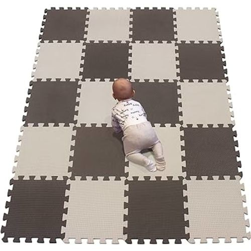 YIMINYUER Large Mats Soft Foam_Perfect for Floor Protection, Ideal for Kids Children Play Area Exercise, Yoga, Gymnastic, Exercise, Playroom Flooring Tiles 30cm x 30cm Brown Beige R06R10G301020