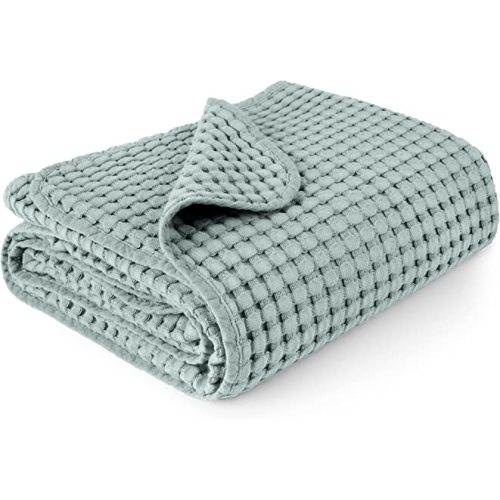 Konssy Waffle Baby Blankets, Nursery Blankets for Boys Girls, Swaddle Blankets Neutral Soft Lightweight Toddler and Kids Throw Blankets(Mint)