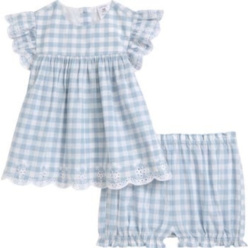 Scalloped Gingham Check Cotton Top & Bloomers