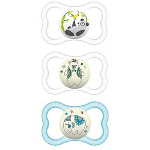 MAM Air Night & Day Baby Pacifier, For Sensitive Skin, Glows in the Dark, 3 Pack, 6-16 Months, Unisex,3 Count (Pack of 1)
