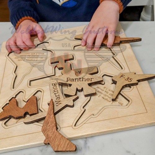 Wooden Fighter Jet Puzzle | A10 F16 F15 F22 F35 | Airplane Facts Learning Toy | Fighter Pilot Kids