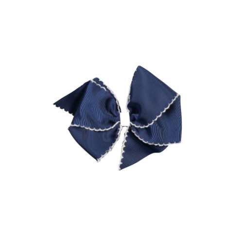 Scalloped Edge Grosgrain Bow Navy